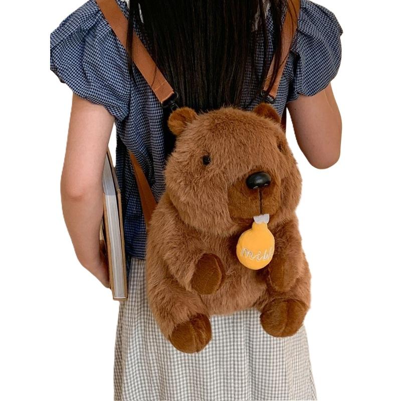 Marmot Plush Backpack Kawaii Capybara Crossbody Plush Bag Cute Cartoon Plushie Doll Fahsion Kawaii Backpacks for Women