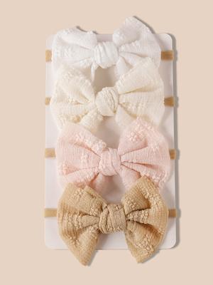 Baby Stirnband Gaze Jacquard Schleife Nylon Schmale Kante Elastisches Haarband für Mädchen Kinder Weiche Haarschmuck 4 Stück/Los