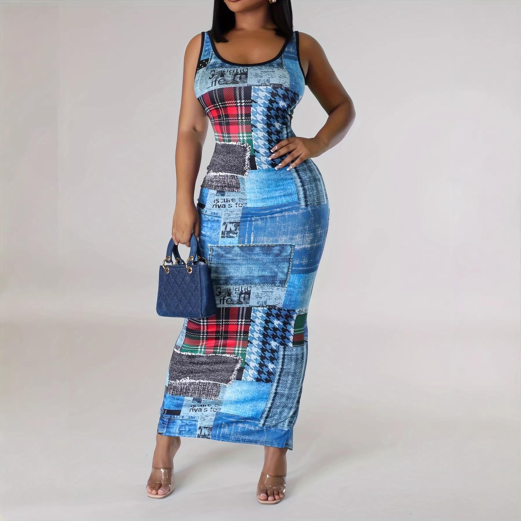 

Captivating Stitched Art Plus Size Camisole Maxi Dress – Perfect for Parties and Dates XL светло-синий