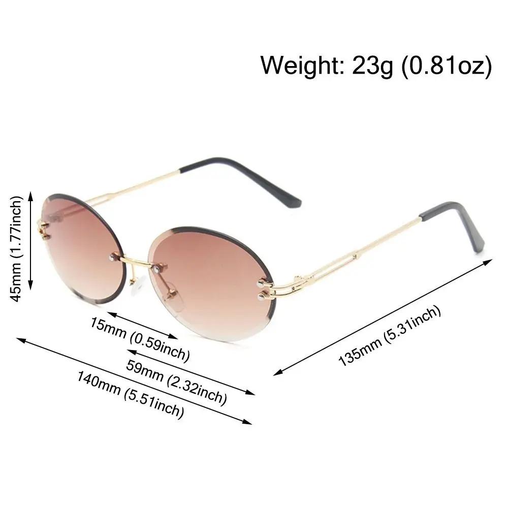 Fashion Rimless Oval Sunglasses For Women Men Retro Gradient Lens Metal Frame Sun Glasses Outdoor Travel Sunglass Shade Eyewear