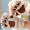 Schöne Plüschhandschuhe mit Katzenkrallen und Pfoten, Plüschfäustlinge, warm, weich, kurze, fingerlose, flauschige Bärenhandschuhe, Kostüm, Halbfingerhandschuhe