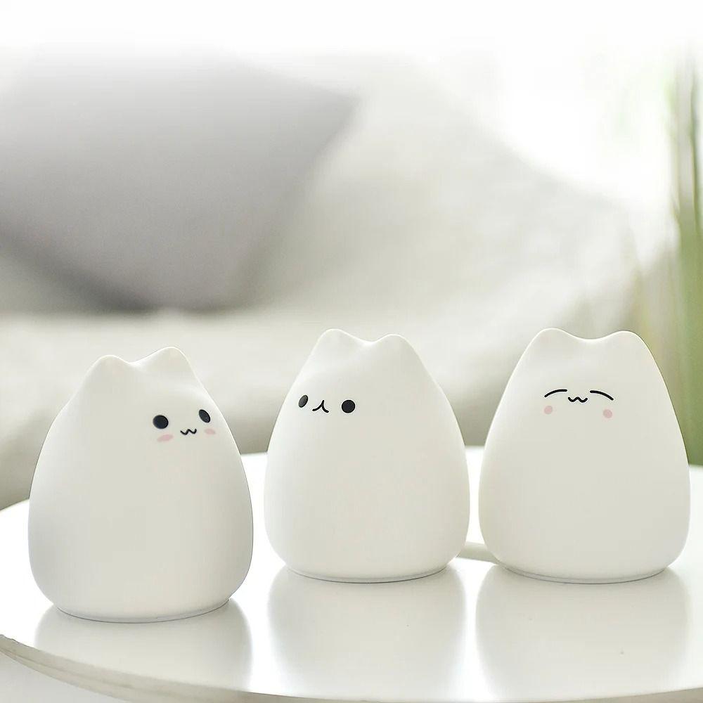 LED Colorful Cat Silicone Light Animal Cat Indoor Sensor Lamp  Children Kids Room