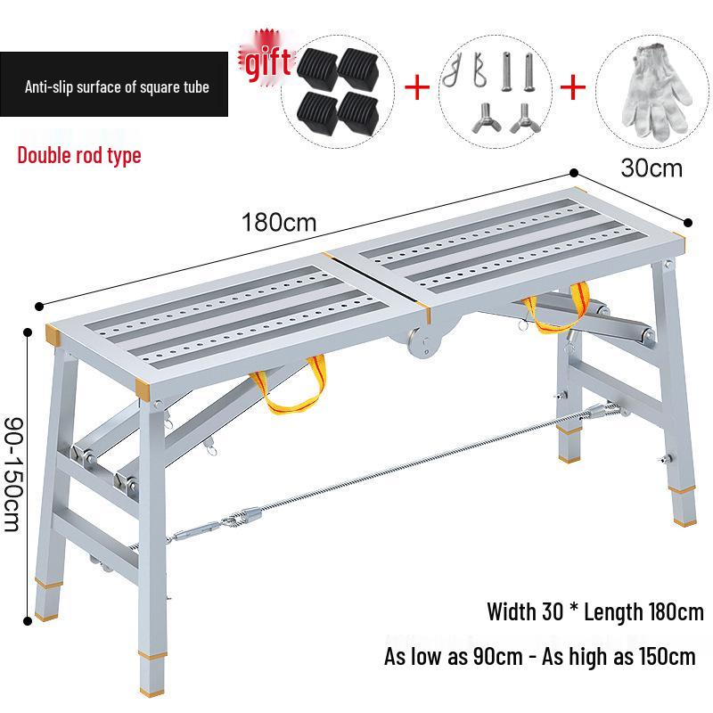 Folding Telescopic Thickened Stool with Leveling Function for Engineering or Scaffolding Use