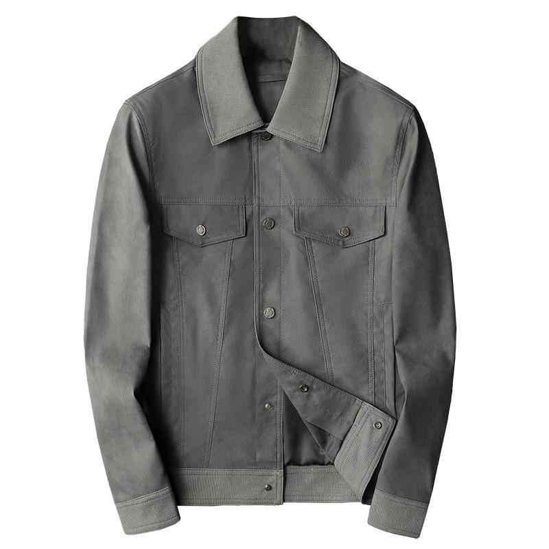 Autumn and winter new slim-fit men's fashion lapel locomotive leather jacket slim-fit PU leather jacket