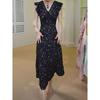 Retro floral lace splicing sleeveless dress female casual girl summer temperament long skirt