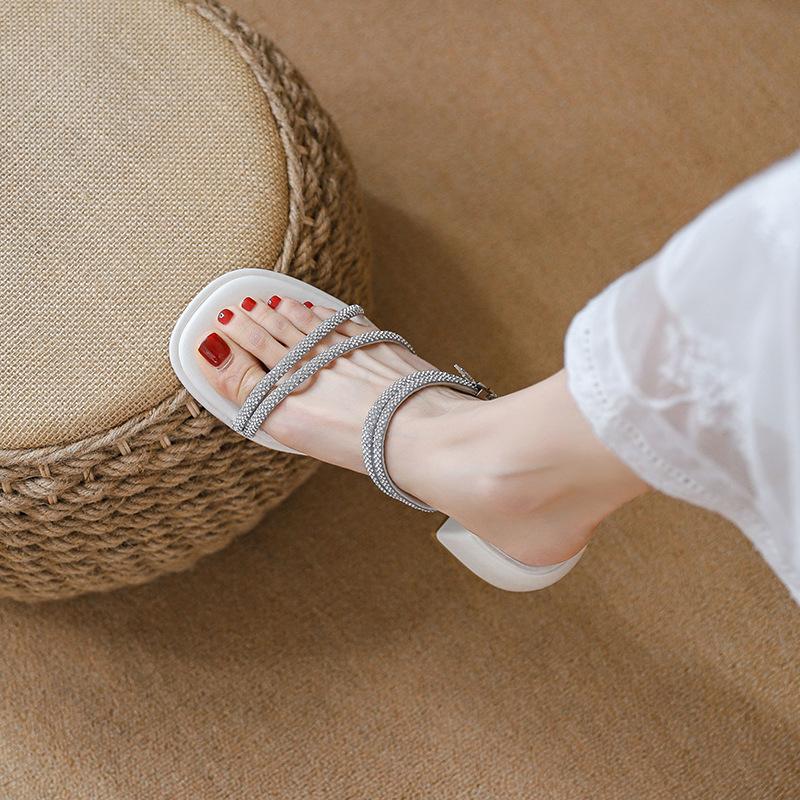 Going out temperament versatile slippers new rhinestone two wear sandals butterfly wear sandals women's shoes