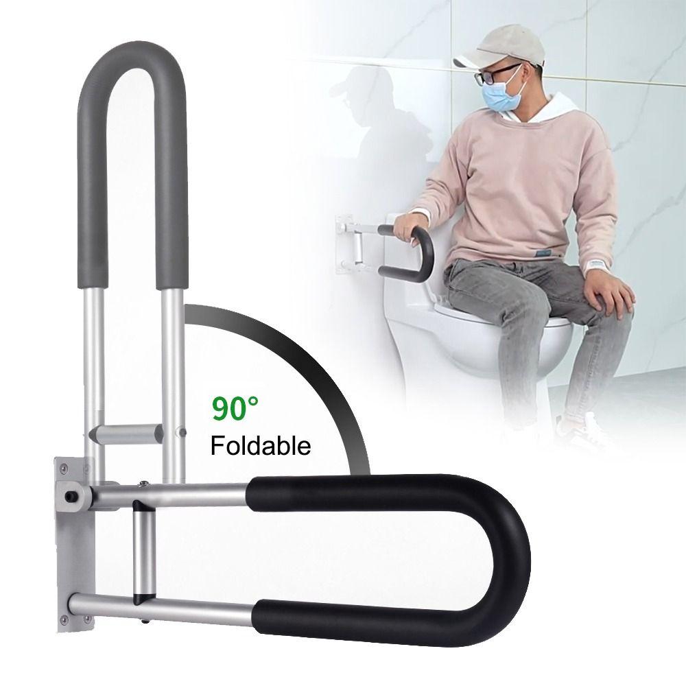 Foldable Toilet Armrest Aluminum Alloy Elder Handrails Practical Grab Bars Rails
