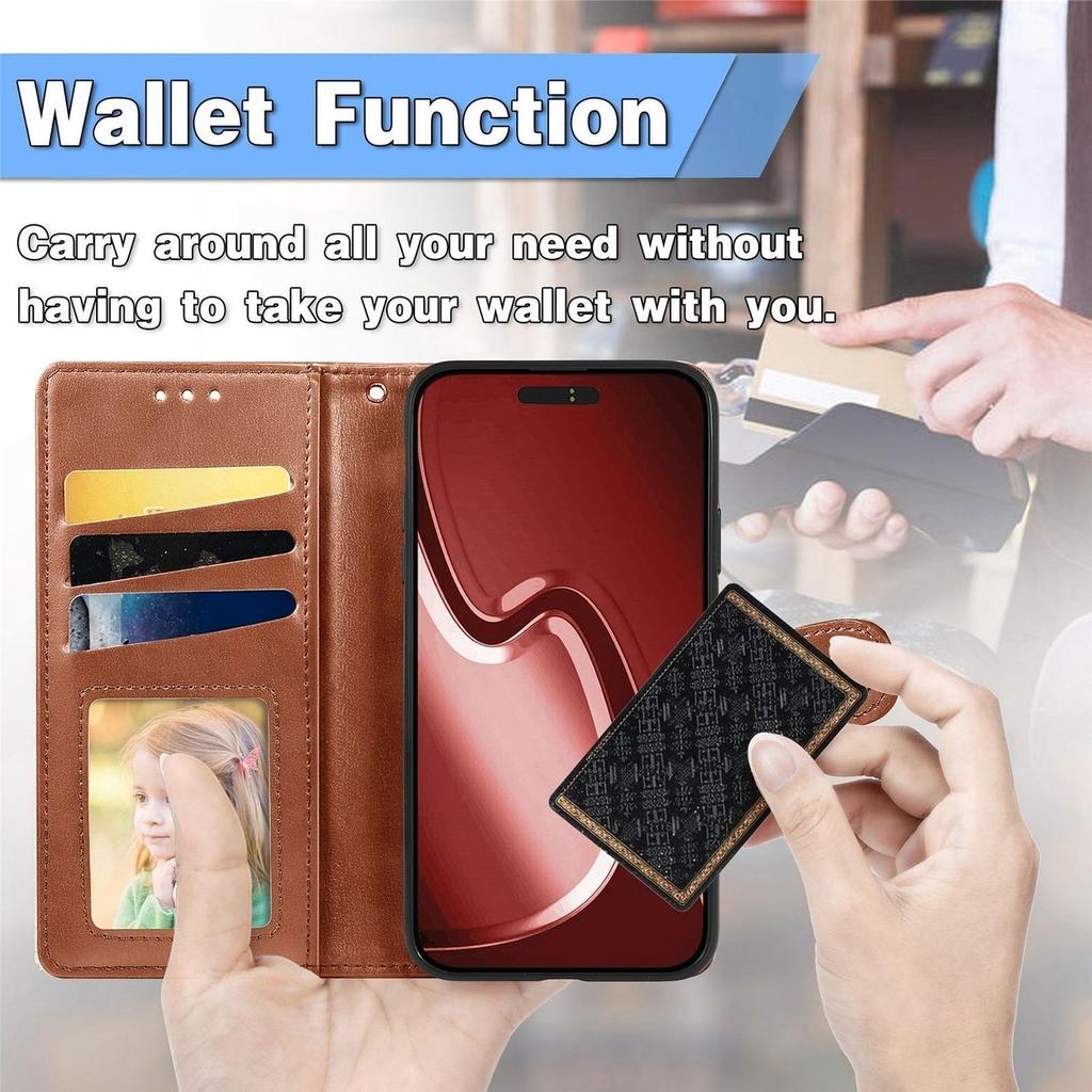 Leather Wallet Flip Case for VIVO Y400 Y300T Y300I Y05 Y04 Y03 Y02 Y02S Y02A Y02T Card Holder, Kickstand, Vintage Button Closure