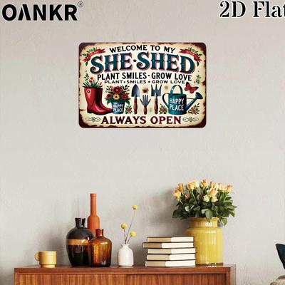 Vintage Metal Tin Sign  Welcome To My She Shed Art Poster Metal Signs for Bar Garden Home Wall Decor Plaque Accessories