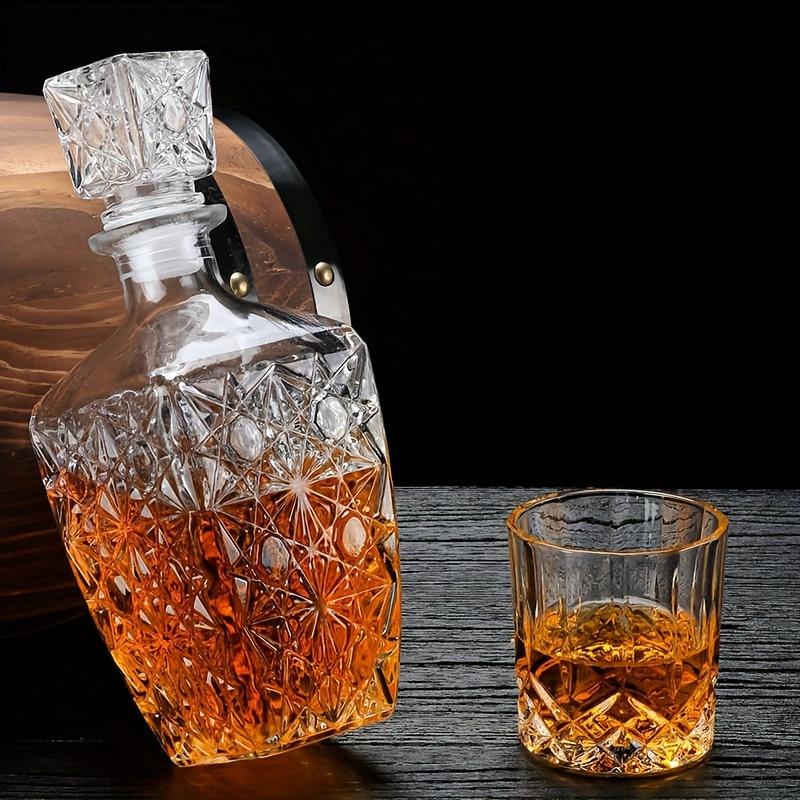 Hochwertiges 7-teiliges Whisky-Set – elegante 850-ml-Karaffe und 6 Schnapsgläser, perfektes Geschenk für Männer, vielseitig für alle Spirituosen