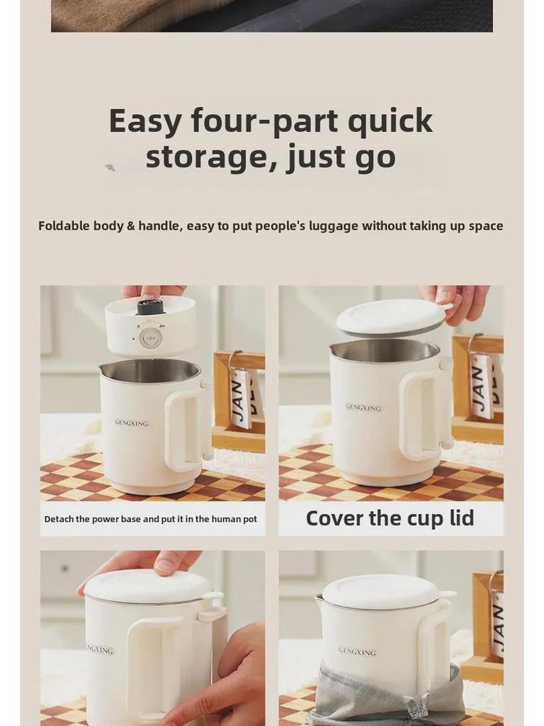 Portable Mini Folding Electric Travel Kettle - Stainless Steel