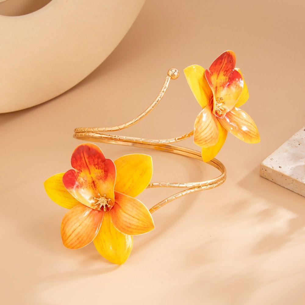 Exquisite Open Arm Bangle Egg Flower Armband Fairy Armlet  Hand Jewelry