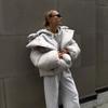 Women's Hooded Long Sleeve Puffer Coat Loose Oversized Solid Streetwear Winter Bubble Jacket