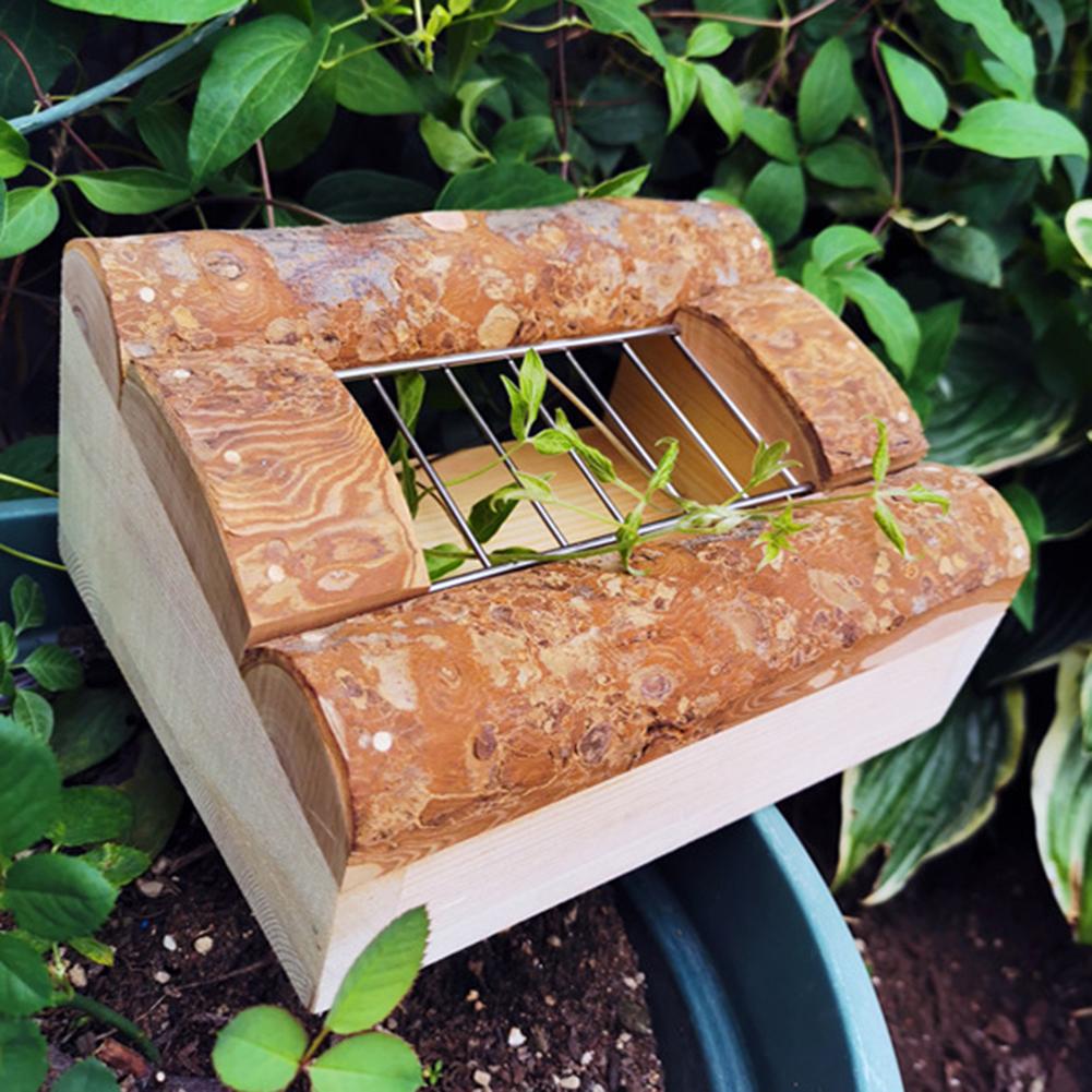 Rabbit Natural Wooden Grass Shelf 304 Stainless Steel Net Hay Dispenser Hanging Hay Feeder For  Guinea Pig