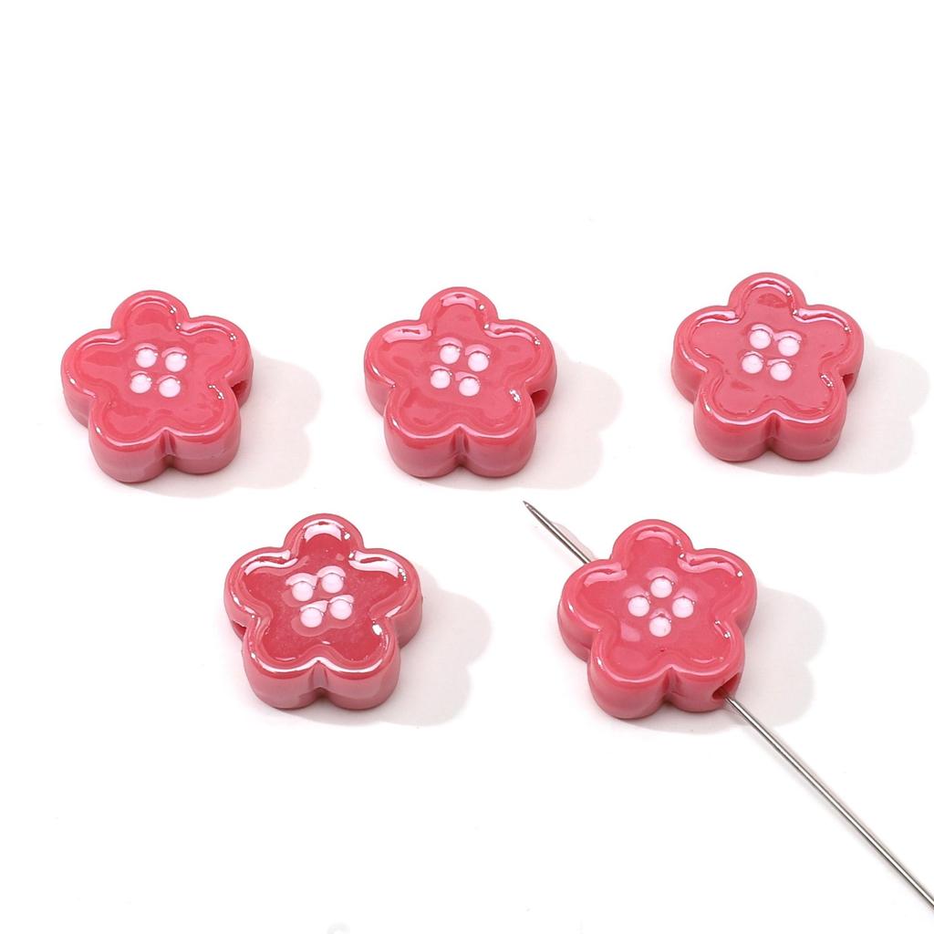 Acrylic Dopamine Oil Droplets Flower Button Beads for DIY Jewelry 1 Set