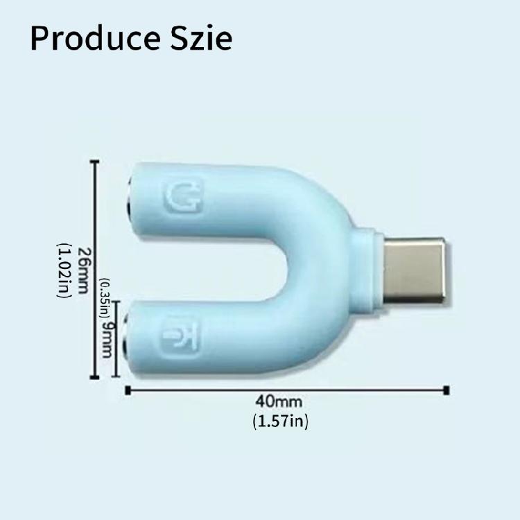 Portable 3.5mm Headsets Adapter Sensitivity Type C to 3.5mm Headphones Y Splitter Supports Double Earphone Connection