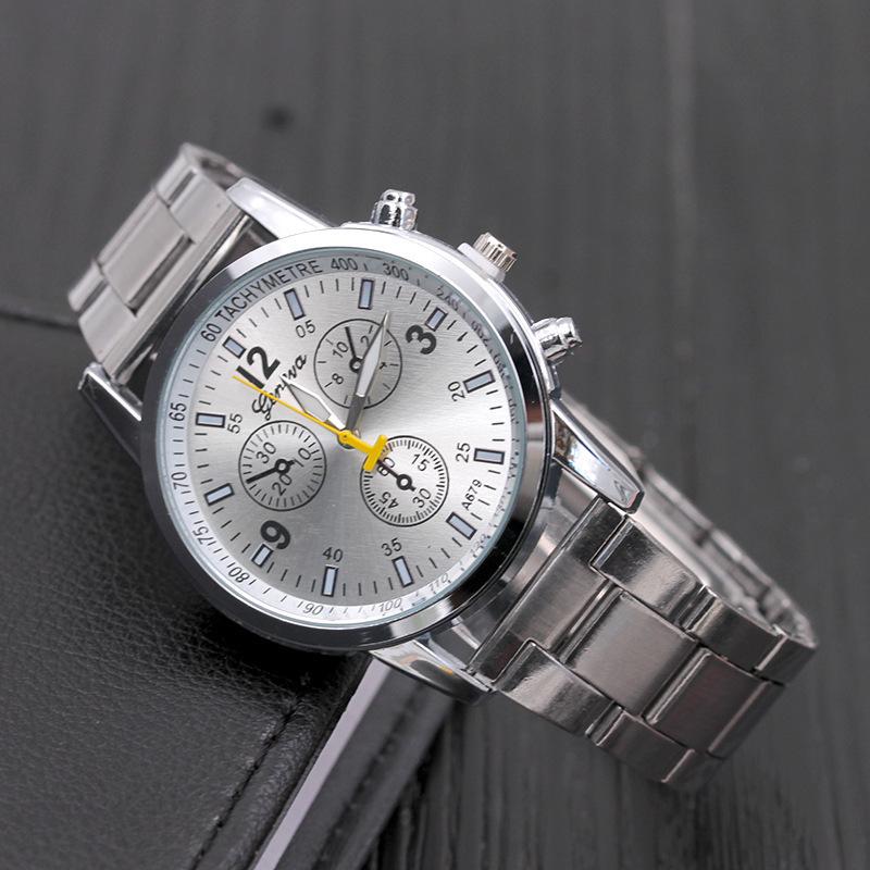 Personalized Decorative Fake Three-eye Six-pin Steel Strap Watch Fashion Trend Casual Sports Business Men's Watch