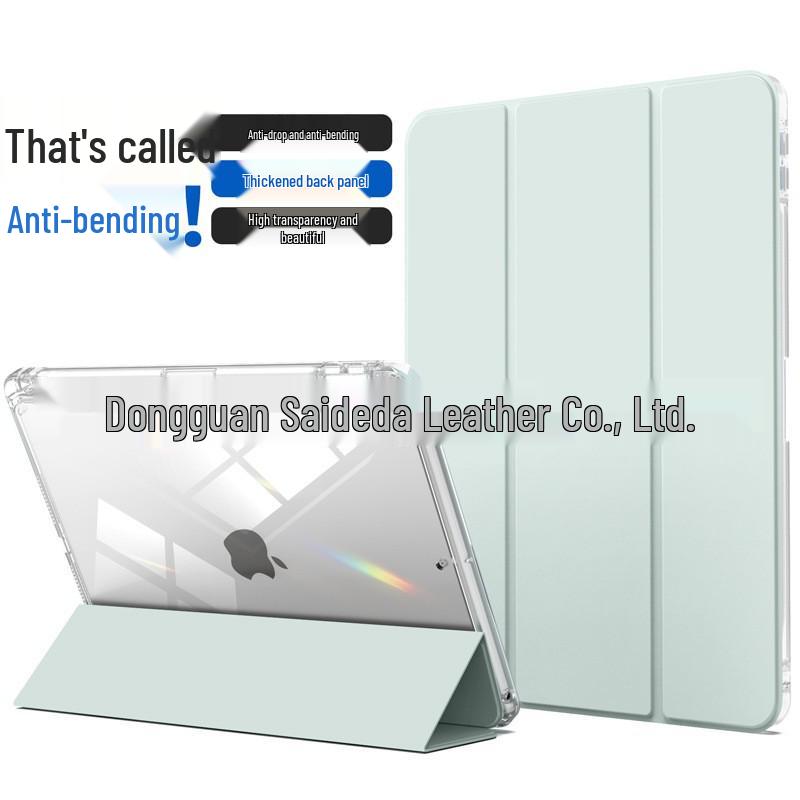 iPad 10.2" Leather Case with Pen Slot & Transparent Acrylic Back