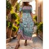 Women's Summer Vintage Ethnic Vacation Off-the-Shoulder Print Dress
