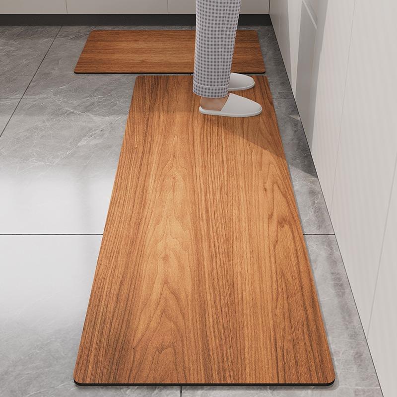 Kitchen Carpet Waterproof Non-Slip Pvc Floor Mat Imitation Wood Grain Wash-Free Leather Rug Long Size Home Decoration Foot Mats