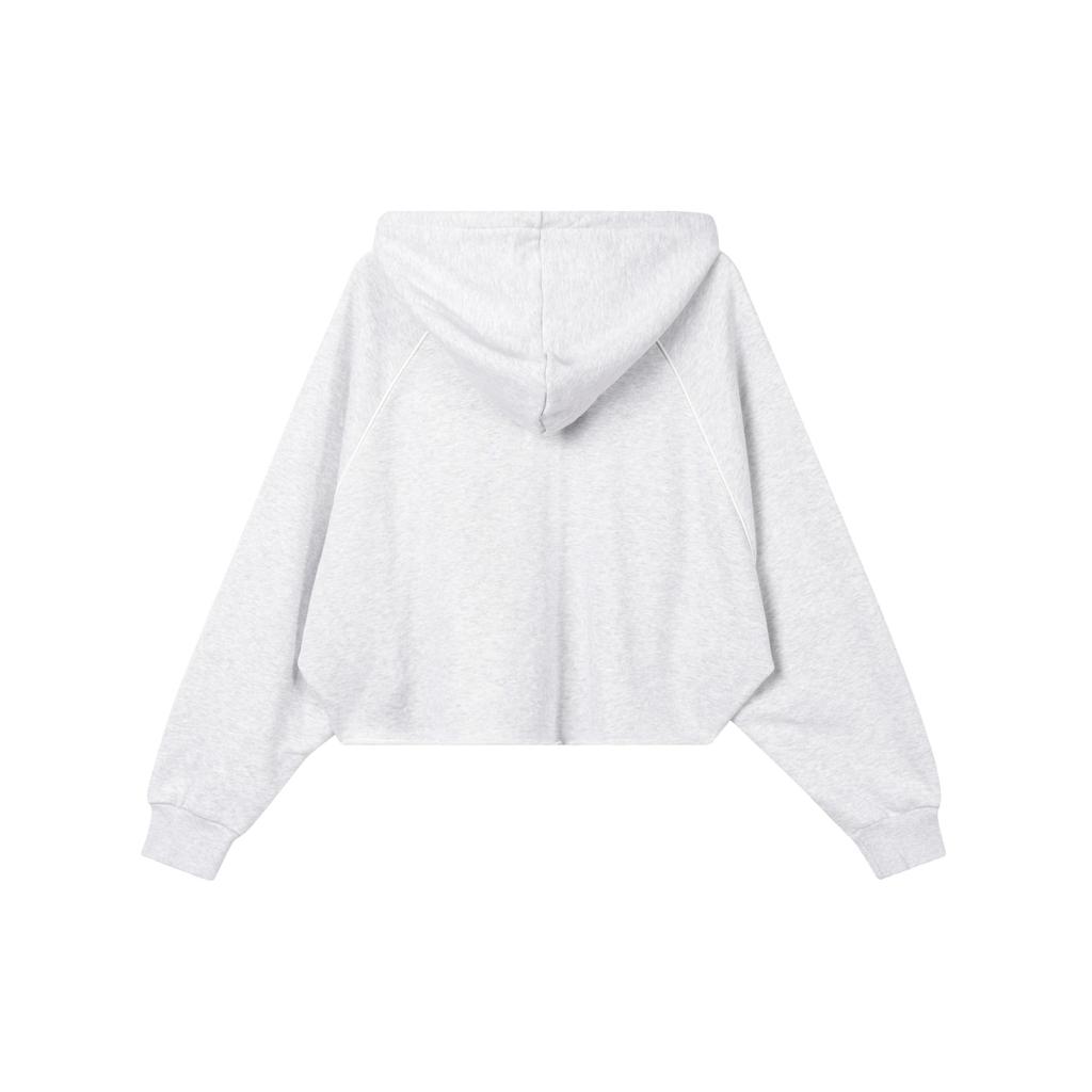 Adidas Originals Cropped Hoodie With Letter Logo Print Women Tops Light-Hemp-Gray IS2319