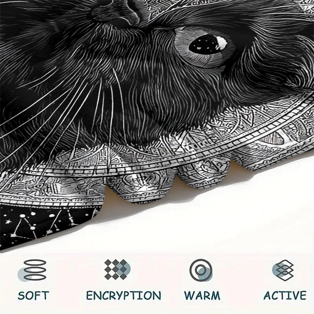 Black Cat Print Flannel Blanket, High Quality Comfortable for All Seasons, Home Decor, Warmth and Comfort, Perfect for Christmas Gifts