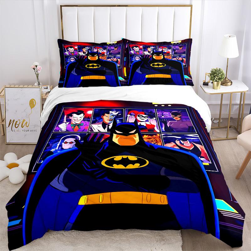 3pcs Batman Duvet Cover Set, 1 Duvet Cover + 2 Pillowcases (No Insert), High-Definition Print for All Seasons,Durable yy251103051