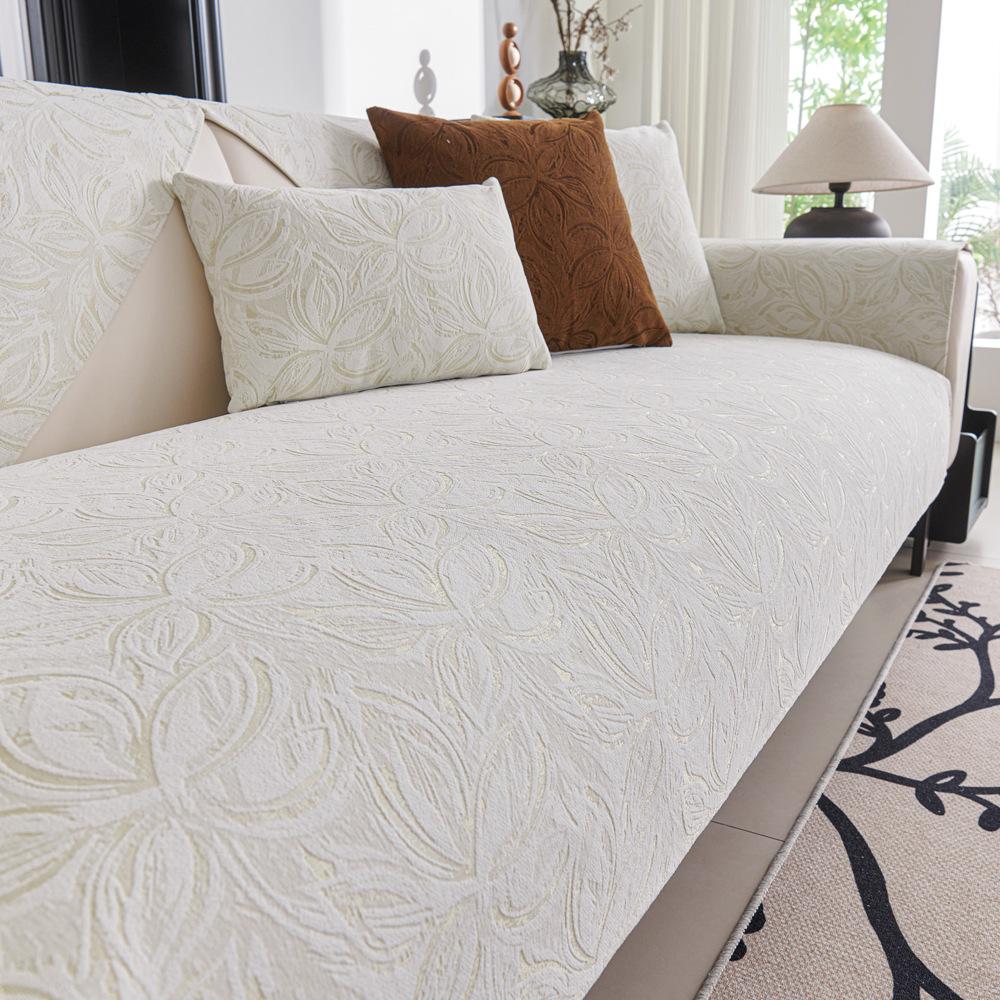 

Four-Leaf Clover Sofa Cushion Chenier Four-Season Universal New Non-Slip Leather Seat Cushion Sofa Cover Cover Cover 110*240cm белый