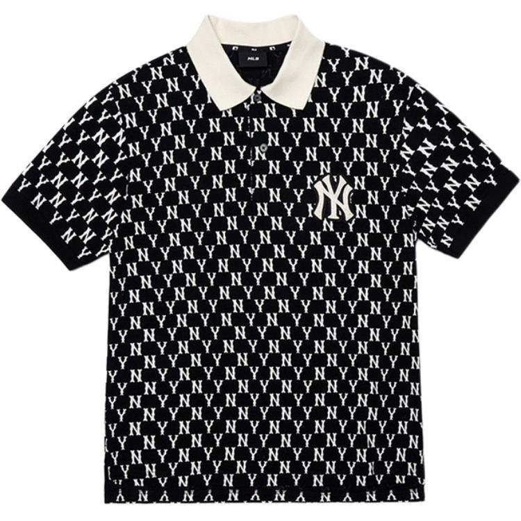MLB Base Logo Polo Shirts Men's Black Moderate 3LPQM1023-50BKS