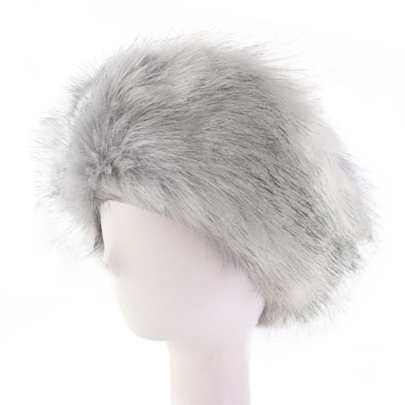 Fashion Fluffy Winter Warm Cap Wide Headband Elastic Outdoor Ski Hats Furry Ear Warmer Soft Warm Earmuff for Women