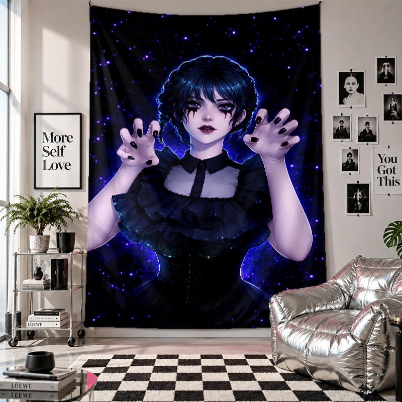 Wall TapestryWednesday Addams Art Hanging Cloth Decorative Background Cover for Room Decoration