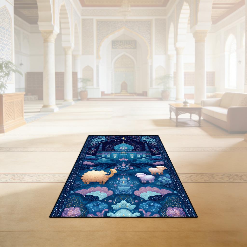Islamic Ramadan Portable Fluffy Musalla Prayer Mat Easy Clean Lightweight Salah Mat Resilient Short Velvet Mosque Worship Mat