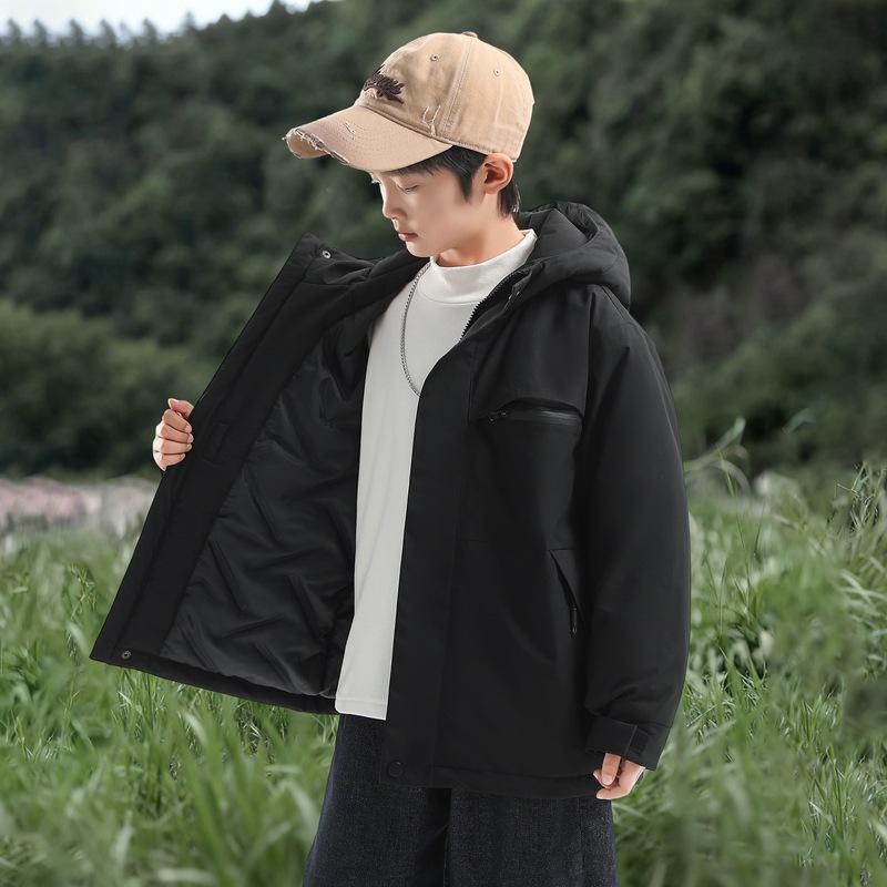 Boys' Winter 2025 Thick Cotton Windbreaker Jacket: Stylish and Warm for Older Kids