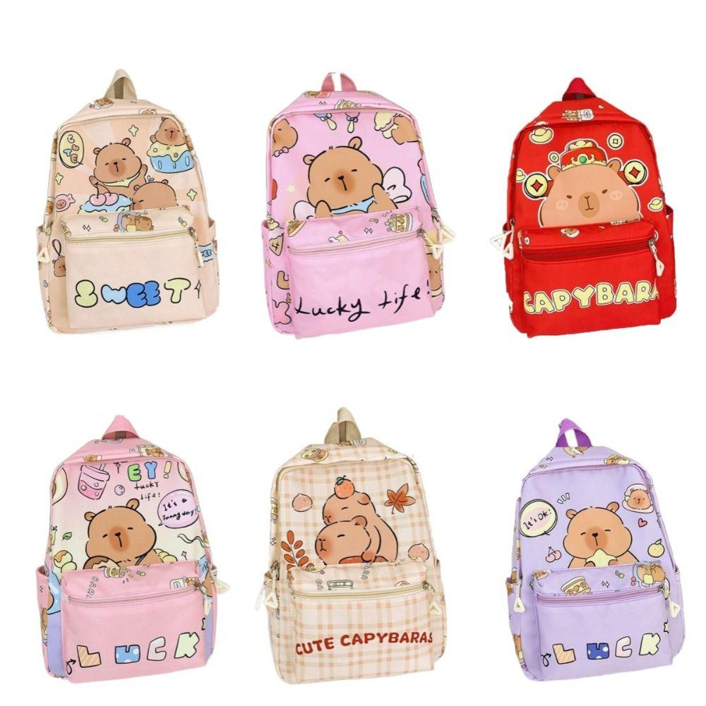 Thickened Capybara Backpack Nylon Children School Bag Cartoon Animal Daypack Unisex