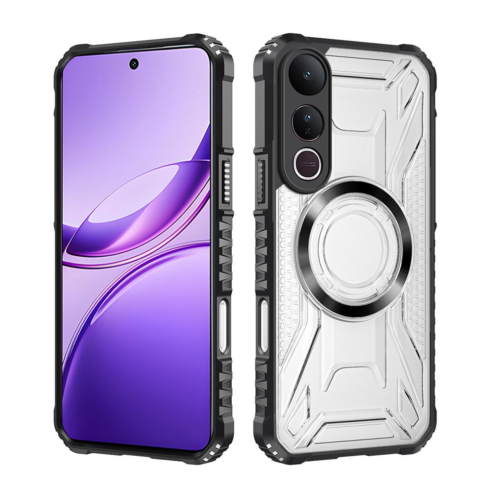 KEYSION Transparent Magnetic Case for VIVO V50 Lite 5G Silicone+PC Heavy Duty Shockproof Phone Back Cover for for VIVO V50 Lite