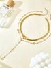 1 Piece Niche Luxury Stainless Steel Diamond-Studded Four-Leaf Clover Y-Chain Hollow Heart Collar Necklace For Women