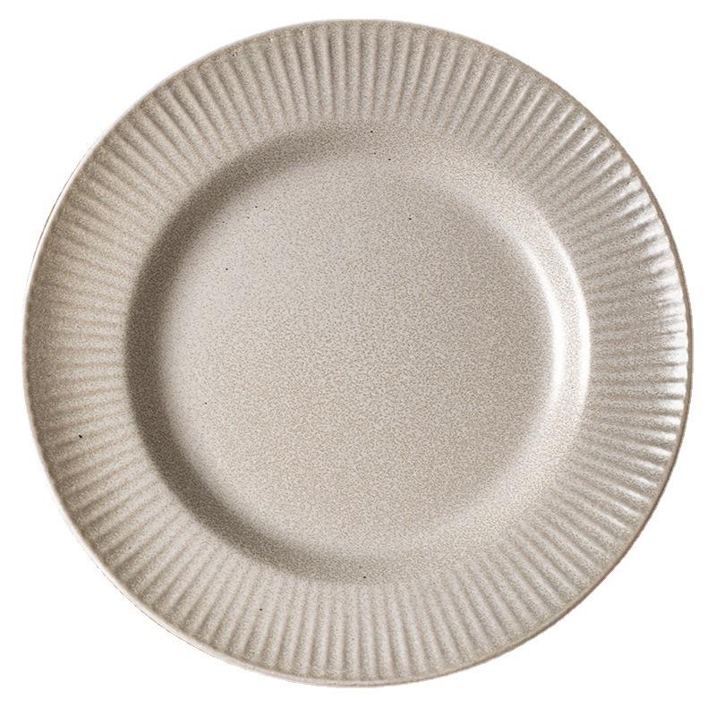 Retro Super Large Plate, High-End Sense Household Ceramic Plate, Dinner Plate, Steak Plate, Tableware Plate, Round Breakfast Plate, Western Plate.