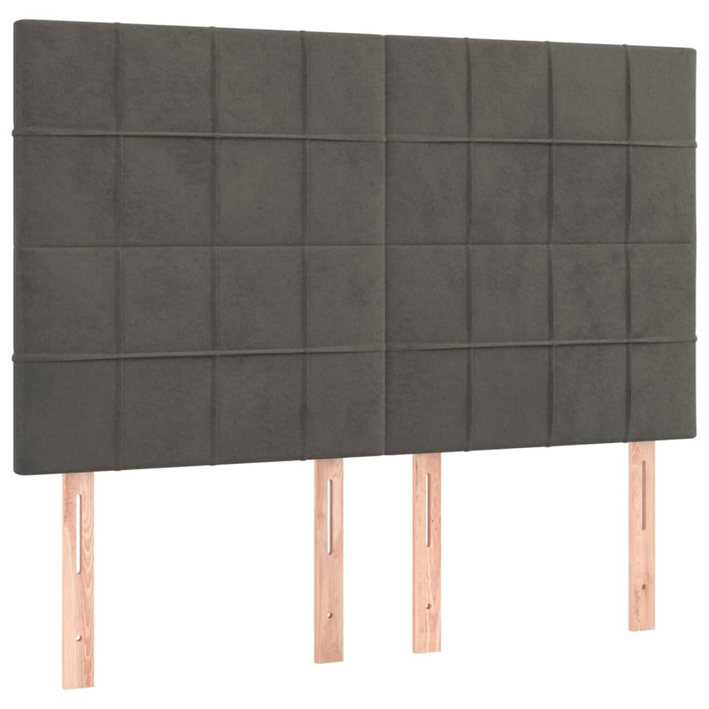Box Spring Bed with Mattress Dark Gray 140 x 190 cm Velvet