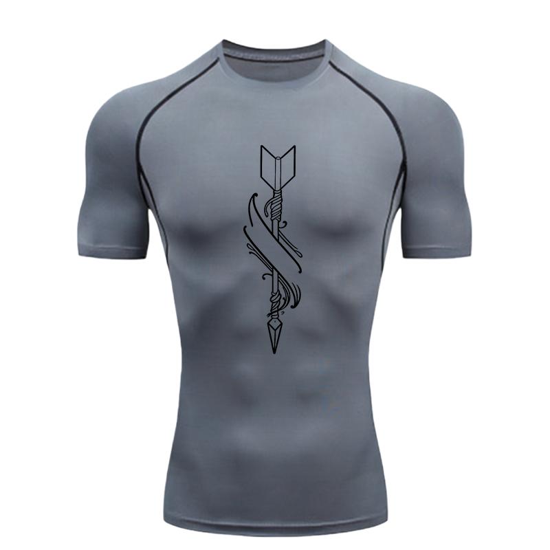 Dart Pattern Men's Sports T-shirt Training Fitness Compression Workout T-Shirt Gym T-shirts Men's Stretch T-shirt