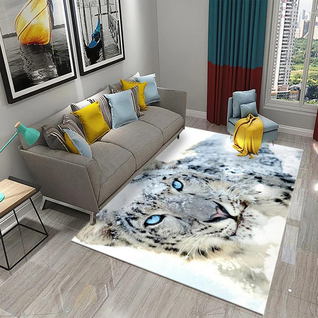 3D Leopard Carpet Wild Animal Pattern Living Room Bedroom Bathroom Kitchen And Kids Play Area Non-Slip