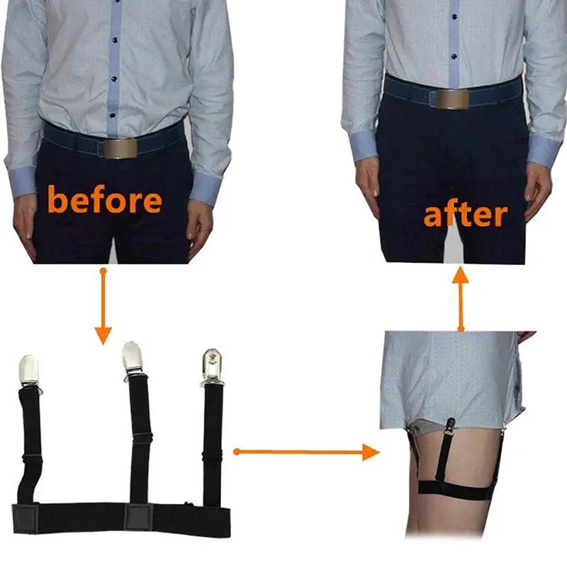 Men Shirt Stay Belt With Non-slip Locking Clips Gentleman Leg Thigh Suspender Garters Strap Fashion Elastic UniformShirt Braces