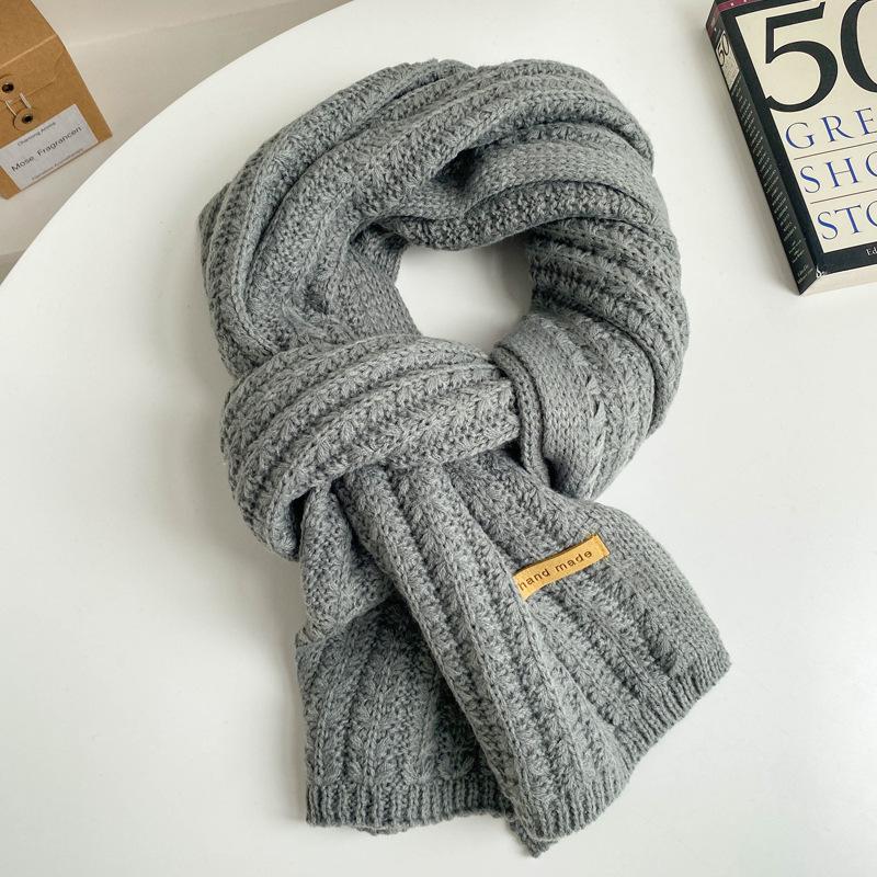 Caramel color coarse wool knitted scarf women's winter versatile simple couple male student warm thick scarf