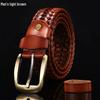 Men's Artistic Retro Woven Leather Belt with Pin Buckle - Ethnic Style Mesh Design