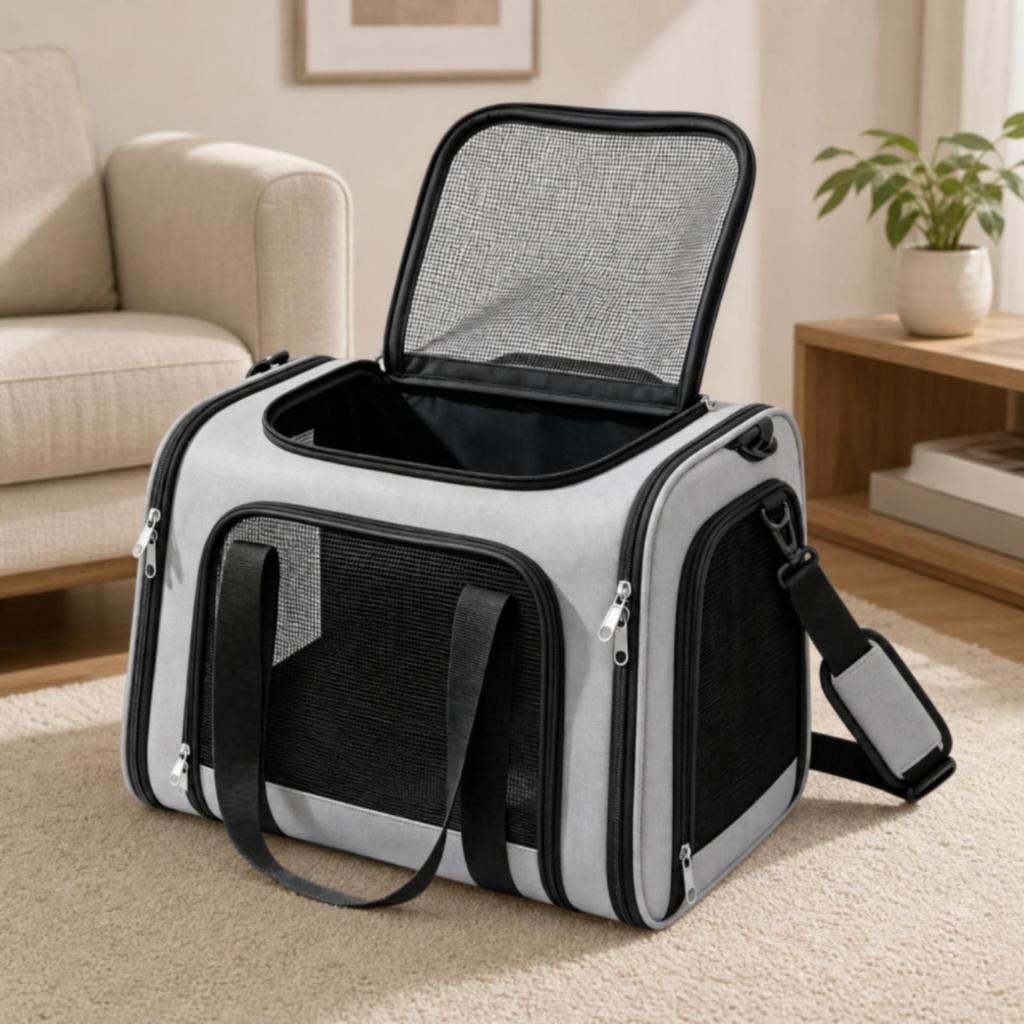 Pet Carrier Bag Breathable with Mesh Panels Collapsible Lightweight
