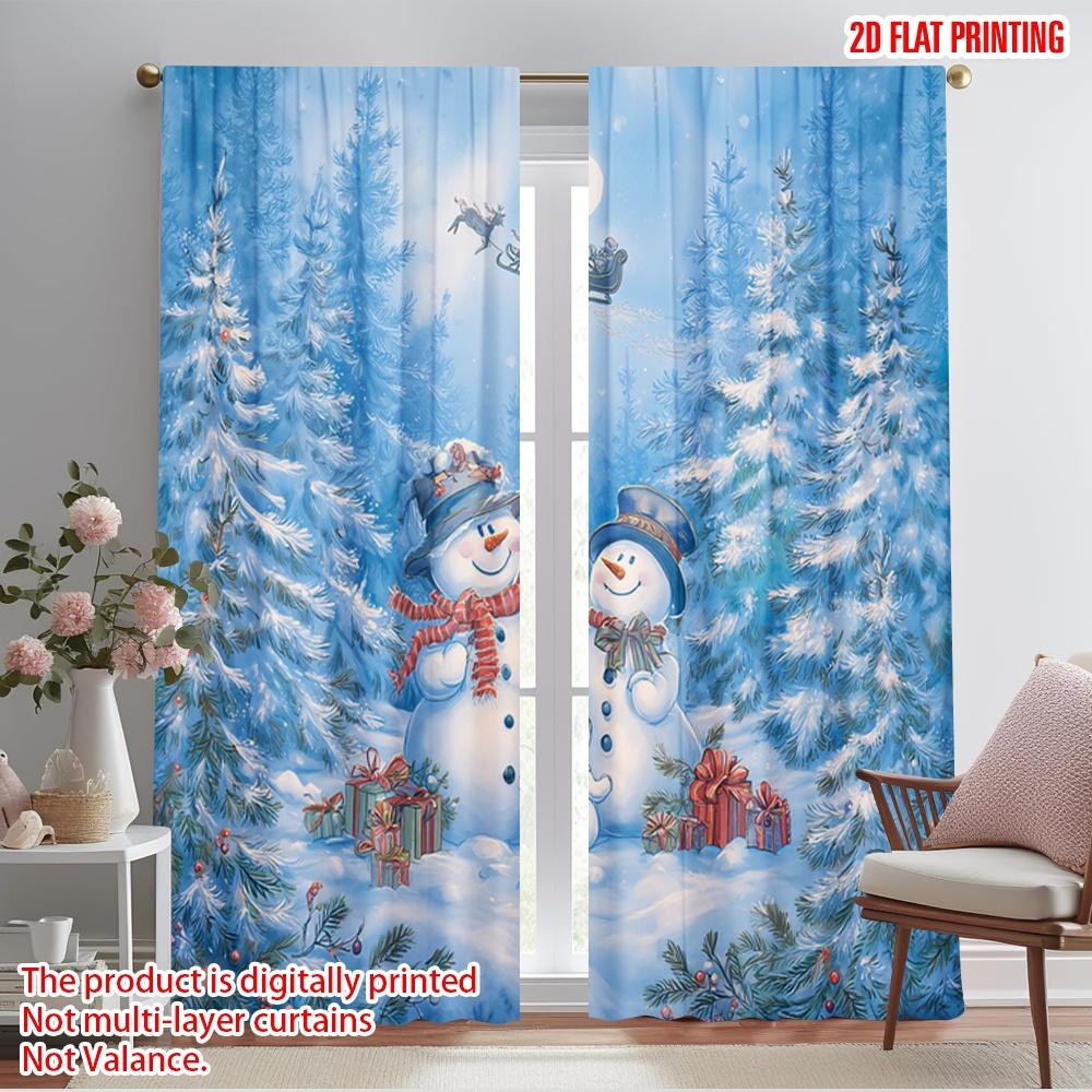 

2 шт., 2D печать на плоскости Популярные шторные панели Рождественская елка Сани Санты Заснеженный лес Универсальный полиэстер (без удилища) Украшения 52.50×116.00 CM 2pcs