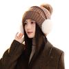 Solid Color Versatile Outdoor Casual Earphones Bag Ear Protection Hat Autumn and Winter Thick Plush Hat Fashionable British Style Warm Hat New