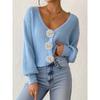 Women S Knitted Cardigan Sweater Streetwear Short Top With Crochet Buttons