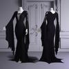 Fashion Gothic Sexy V Neck Fishtail Skirt Halloween Medieval Cosplay Dress Womens Vintage Costume Maxi Dress