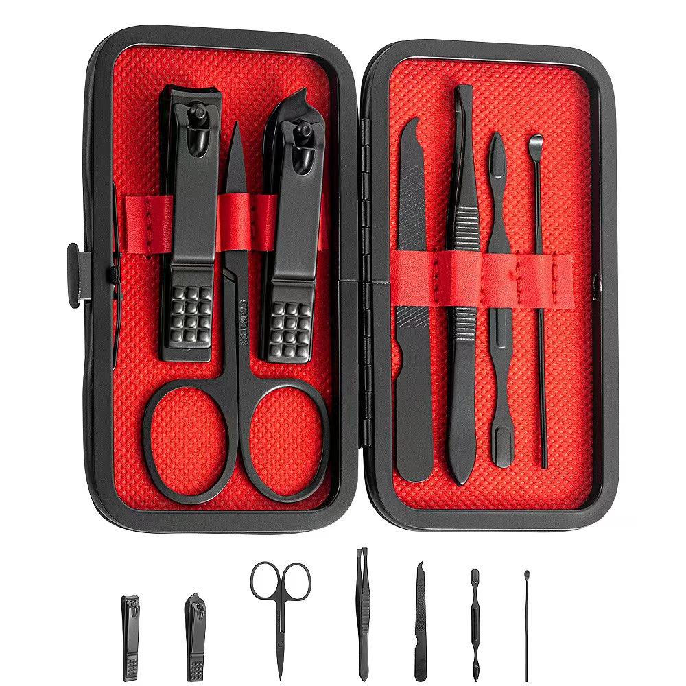 Professional Black Nail Clippers Kit Ultra Sharp Sturdy Fingernail Cutters