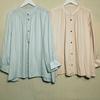 Order Leftover Stock Soft Silks and Satins Fabric Small Stand Collar Open Three-Quarter Sleeve Shirt Female Pure Color Accessible Luxury Professional